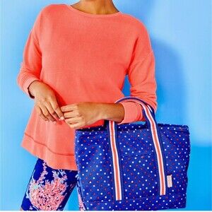 NWT Lilly Pulitzer Mini Mercato Tote Borealis Blue Lilly Squared
